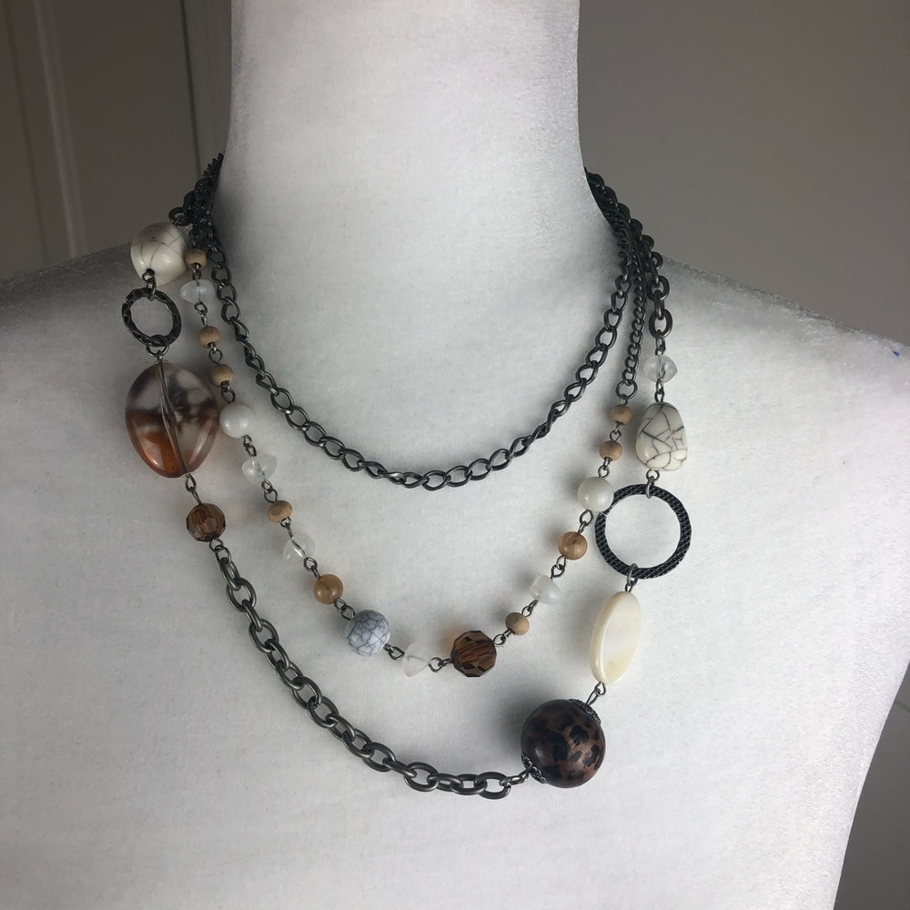 NWT Multi-Strand Bead and Chain Necklace